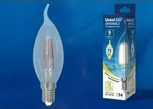 Филаментная диммируемая светодиодная лампа UNIEL LED-CW35-9W/3000K/E14/CL/DIM GLA01TR