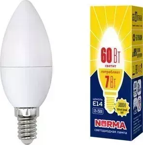 Светодиодная лампа VOLPE LED-C37-7W/WW/E14/FR/NR