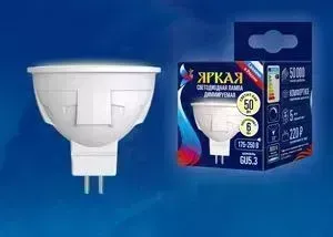Светодиодная диммируемая лампа UNIEL LED-JCDR 6W/WW/GU5.3/FR/DIM PLP01WH