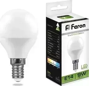 Лампа светодиодная FERON LB-550 25802 E14 9W 4000K Шар Матовая