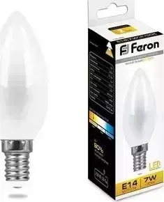 Лампа светодиодная FERON LB-66 25785 E14 7W 2700K Свеча Матовая