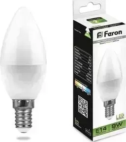 Лампа светодиодная FERON LB-570 25799 E14 9W 4000K Свеча Матовая