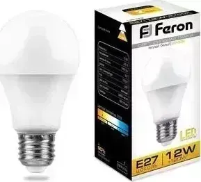 Лампа светодиодная FERON LB-93 25489 E27 12W 2700K Шар Матовая