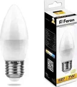 Лампа светодиодная FERON LB-97 25758 E27 7W 2700K Свеча Матовая