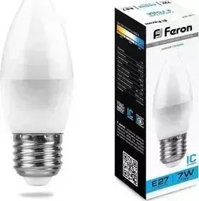 Лампа светодиодная FERON LB-97 25883 E27 7W 6400K Свеча Матовая
