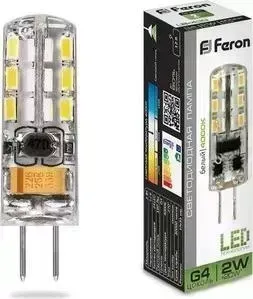 Лампа светодиодная FERON LB-420 25448 G4 2W 4000K Прямосторонняя Матовая