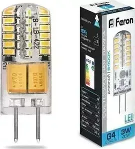 Лампа светодиодная FERON LB-422 25533 G4 3W 6400K Прямосторонняя Матовая