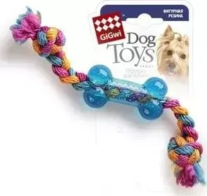 Игрушка GiGwi Dog Toys Rubber маленькая косточка на веревке для собак (75252)
