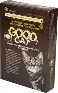 Мультивитаминное лакомcтво Favorite GOOD CAT творог деревенский со сметаной для кошек 90таб