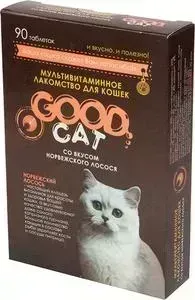 Мультивитаминное лакомcтво Favorite GOOD CAT со вкусом норвежского лосося 90таб