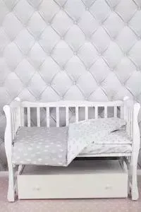 Комплект в кроватку AmaroBaby в 3 предмета BABY BOOM (Короны/серый, бязь)