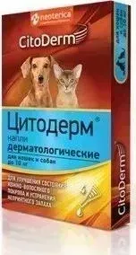 Капли CitoDerm Цитодерм дерматологические для кошек и собак весом 10кг 30мл (D101)