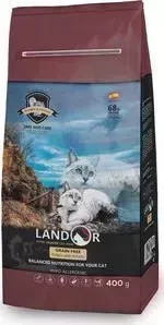 Сухой корм LANDOR Adult Cat Grain Free Turkey and Potato беззерновой гипоаллергенный с индейкой и картофелем для взрослых кошек 400г