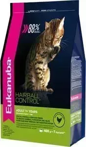 Сухой корм Eukanuba Adult Cat Hairball Control Rich in Poultry с домашней птицей вывода шерсти из желудка для кошек 400г