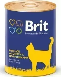 Консервы Brit Premium Cat Beef Offal мясное ассорти с потрошками для взрослых кошек 340г (9433)