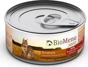 Консервы BioMenu Adult ягненок профилактика мочекаменной болезни 95&#037; ягненок и мясные компоненты для кошек 100г