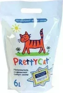 Наполнитель PrettyCat Wood Granules впитывающий древесный с ароматом сосны для кошек 6л