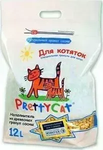 Наполнитель PrettyCat Wood Granules впитывающий древесный с ароматом сосны для котят 12л