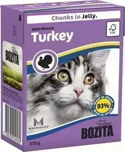 Консервы BOZITA Chunks in Jelly with Minced Turkey кусочки в желе с рубленной индейкой для кошек 370г (4958)