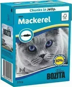 Консервы BOZITA Chunks in Jelly with Mackerel кусочки в желе со скумбрией для кошек 370г (4951)