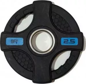 Диск обрезиненный Original FitTools олимпийский черный с двумя хватами 2.5 кг.