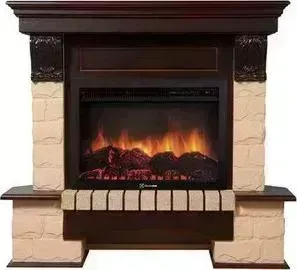 Портал для электрокамина ELECTROLUX Forte 25U (угловой) камень бежевый, шпон темный дуб