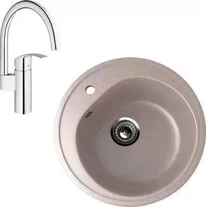 Мойка кухонная и смеситель EcoStone и смеситель ES-011 Grohe Eurosmart песочная (ES-11-302, 33202002)