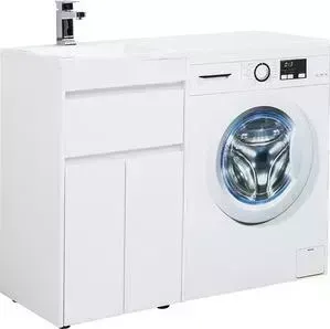 Тумба с раковиной AQUANET с Токио 110 напольная, левая, белая, под стиральную машину (237744, Даллас 110 L)