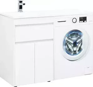 Тумба с раковиной AQUANET с Токио 120 напольная, левая, белая, под стиральную машину (237745, Даллас 120 L)