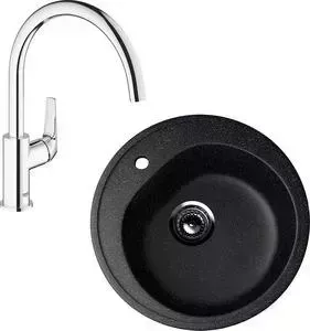 Мойка кухонная и смеситель EcoStone и смеситель ES-011 Grohe BauFlow черная (ES-11-308, 31230000)