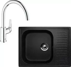 Мойка кухонная и смеситель EcoStone и смеситель ES-018 Grohe BauFlow черная (ES-18-308, 31230000)