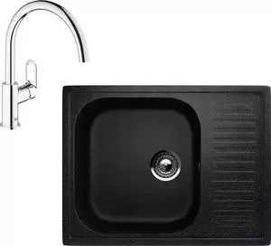 Мойка кухонная и смеситель EcoStone и смеситель ES-018 Grohe BauLoop черная (ES-18-308, 31368000)