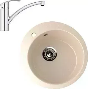 Мойка кухонная и смеситель EcoStone и смеситель ES-013 Grohe Eurosmart бежевая (ES-13-328, 33281002)