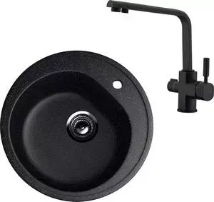 Мойка кухонная и смеситель EcoStone и смеситель ES-011 Kaiser Decor черная (ES-11-308, 40144-9)