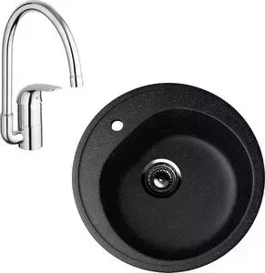 Мойка кухонная и смеситель EcoStone и смеситель ES-011 Grohe Euroeco черная (ES-11-308, 32752000)