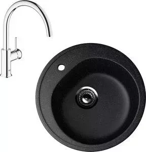 Мойка кухонная и смеситель EcoStone и смеситель ES-011 Grohe BauClassic черная (ES-11-308, 31234000)