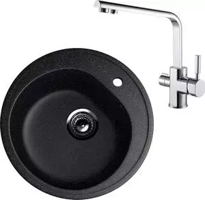 Мойка кухонная и смеситель EcoStone и смеситель ES-011 Kaiser Decor черная (ES-11-308, 40144)