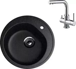 Мойка кухонная и смеситель EcoStone и смеситель ES-011 Lemark Comfort черная (ES-11-308, LM3061C)