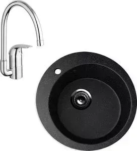 Мойка кухонная и смеситель EcoStone и смеситель ES-013 Grohe Euroeco черная (ES-13-308, 32752000)