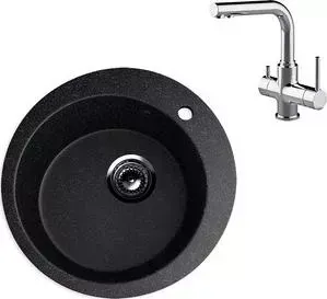 Мойка кухонная и смеситель EcoStone и смеситель ES-013 Lemark Comfort черная (ES-13-308, LM3061C)