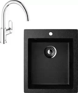 Мойка кухонная и смеситель EcoStone и смеситель ES-014 Grohe BauLoop черная (ES-14-308, 31368000)