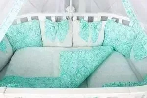 Комплект в кроватку AmaroBaby в Premium 18 предметов (6+12 бортиков) ЭЛИТ (бязь, мятный)