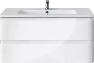 Тумба с раковиной Vincea с Alba L.White 100x50 см, белый глянец (VMC-1A100LW, VCB-1RA100W)