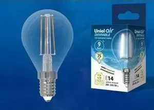 Филаментная диммируемая светодиодная лампа UNIEL LED-G45-9W/4000K/E27/CL/DIM GLA01TR