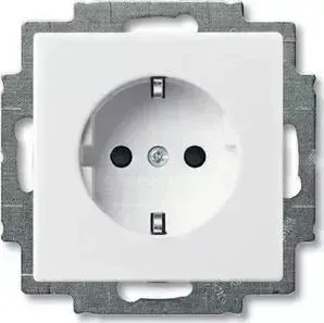 Розетка ABB Basic55 Schuko с/з 16A 250V со шторками безвинтовой зажим альпийский белый