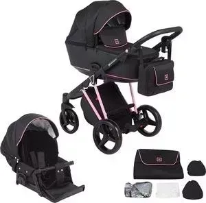 Коляска 2 в 1 ADAMEX 2 в 1 CRISTIANO FLUO PINK черный+розовый