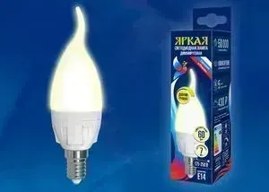 Светодиодная диммируемая лампа UNIEL LED-CW37 7W/3000K/E14/FR/DIM PLP01WH