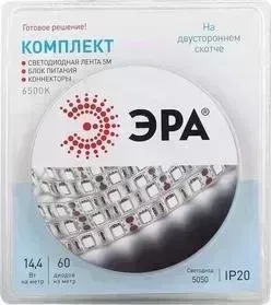 Светодиодная лента ЭРА 5050kit-14,4-60-12-IP20-6500-5m