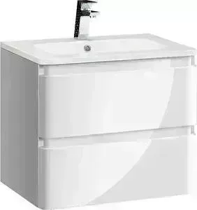 Тумба с раковиной Vincea с Alba L.White 60x50 см, белый глянец (VMC-1A600LW, VCB-1RA600W)