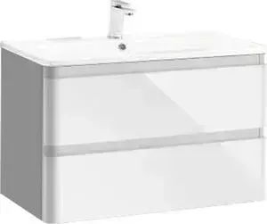 Тумба с раковиной Vincea с Alba L.White 80x50 см, белый глянец (VMC-1A800LW, VCB-1RA800W)